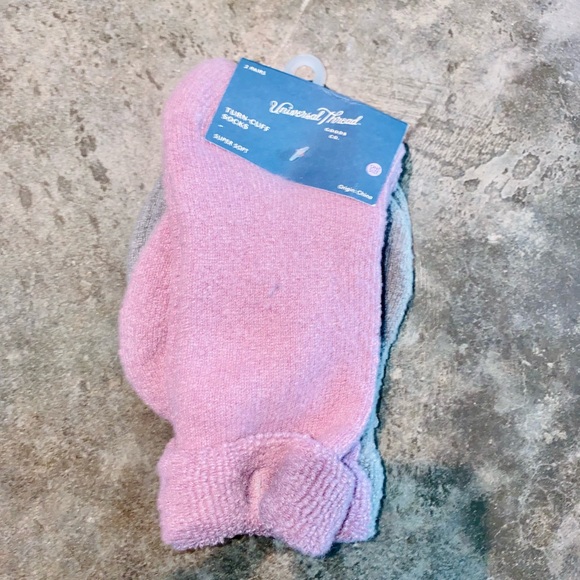 NWT Cute Cosy Super Soft Socks 2 Pairs Pink Grey Stretchy - Picture 1 of 3